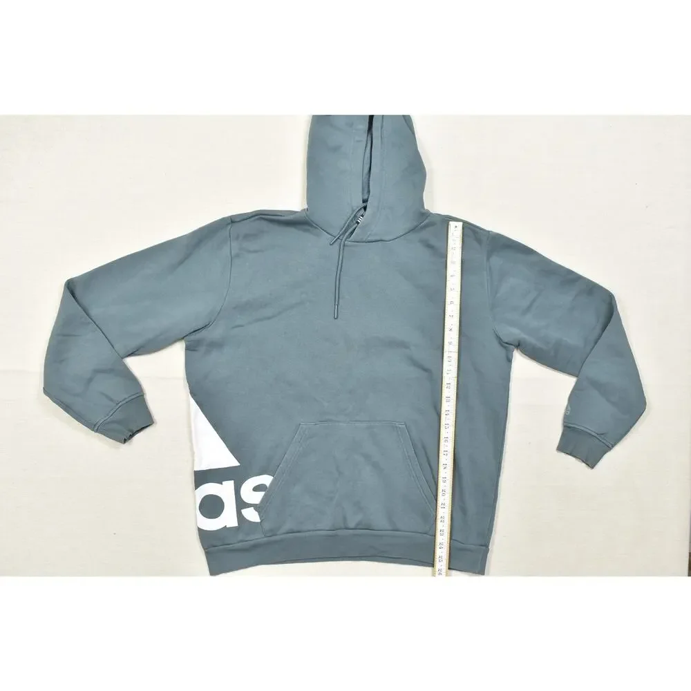 Adidas Men's Size S Blue Hooded Sweatshirt Big Logo Fleece Pullover Hoodie